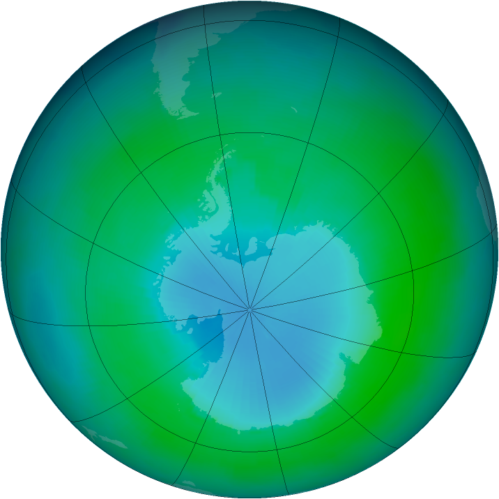 Antarctic ozone map for February 2003